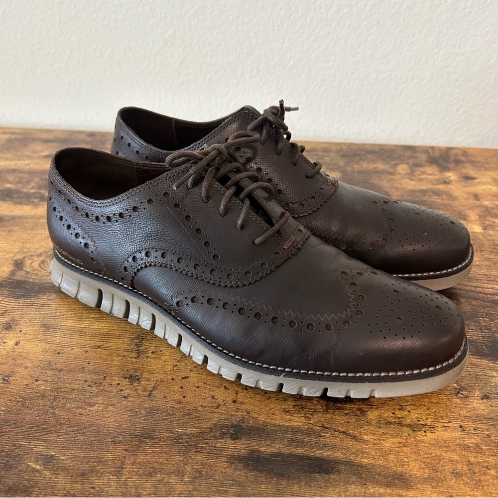 Cole Haan Zerogrand Brown Leather Brogue Oxfords